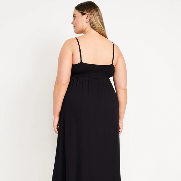 NWT OLD NAVY Fit & Flare Cami Midi DRESS Color: Black Jack scoop neck - Picture 5 of 6